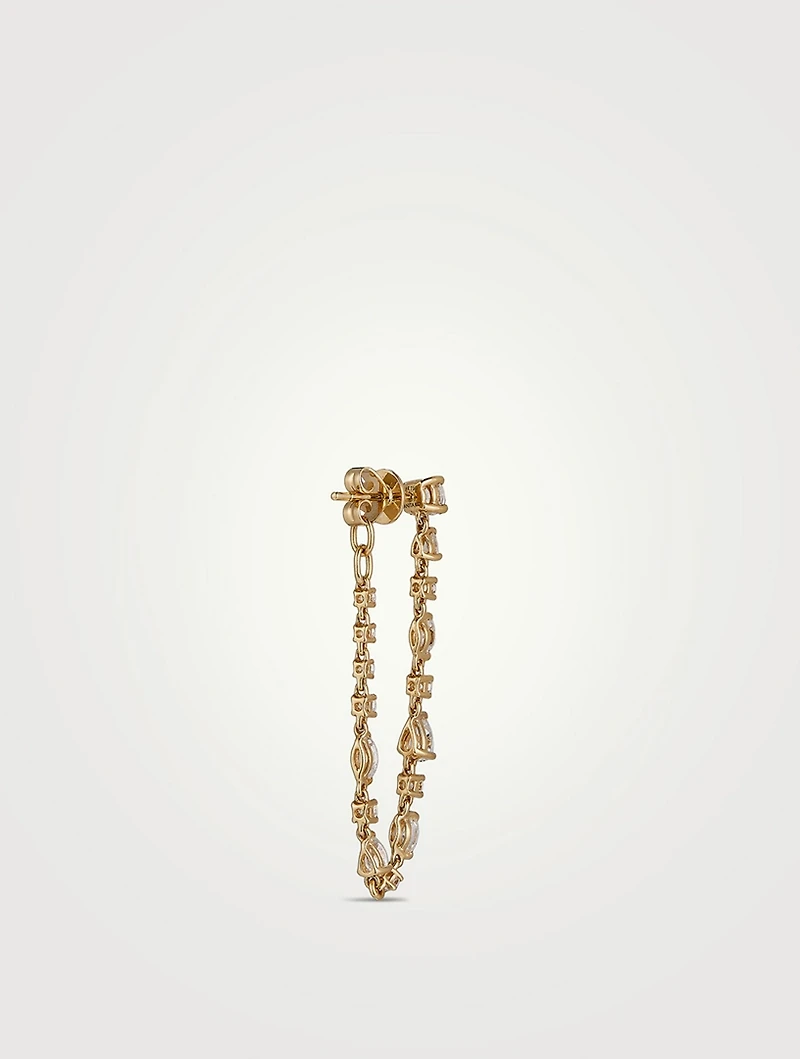 18K Gold Loop Earrings With Diamonds