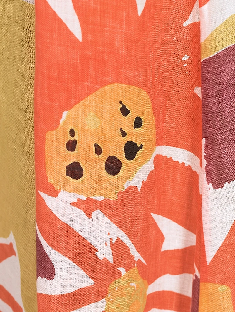 Linen Printed Long Dress