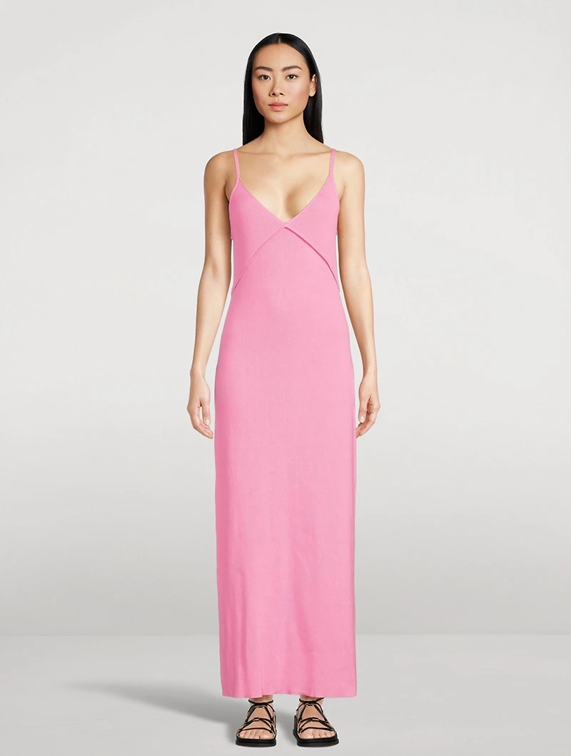 Contrast Knit Long Dress