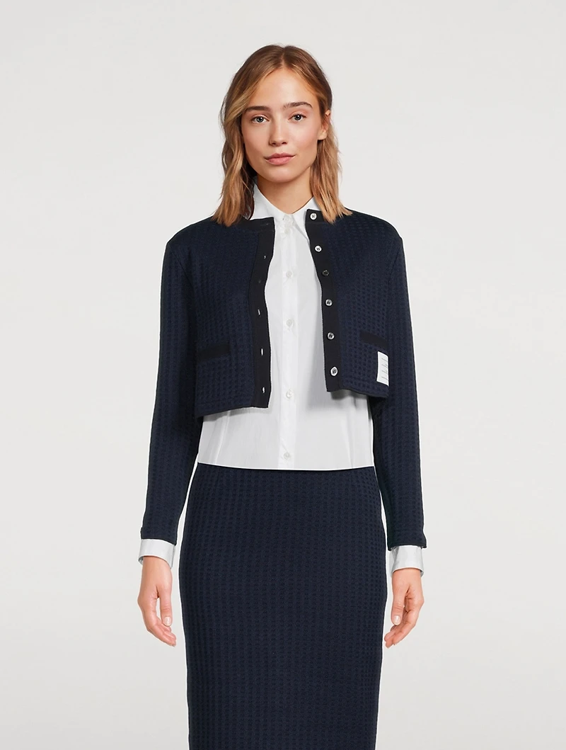 Tonal Check Jacquard Cardigan