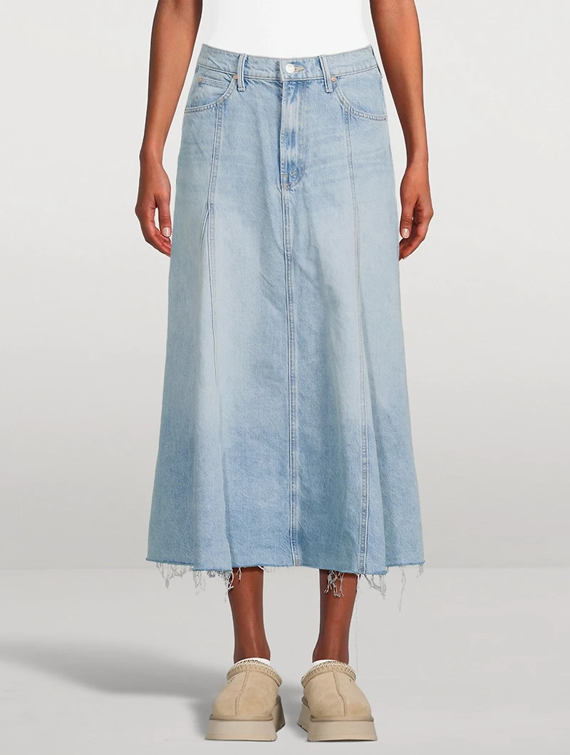 The Full Swing Denim Midi Skirt