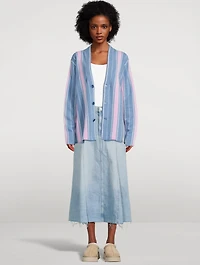 The Full Swing Denim Midi Skirt