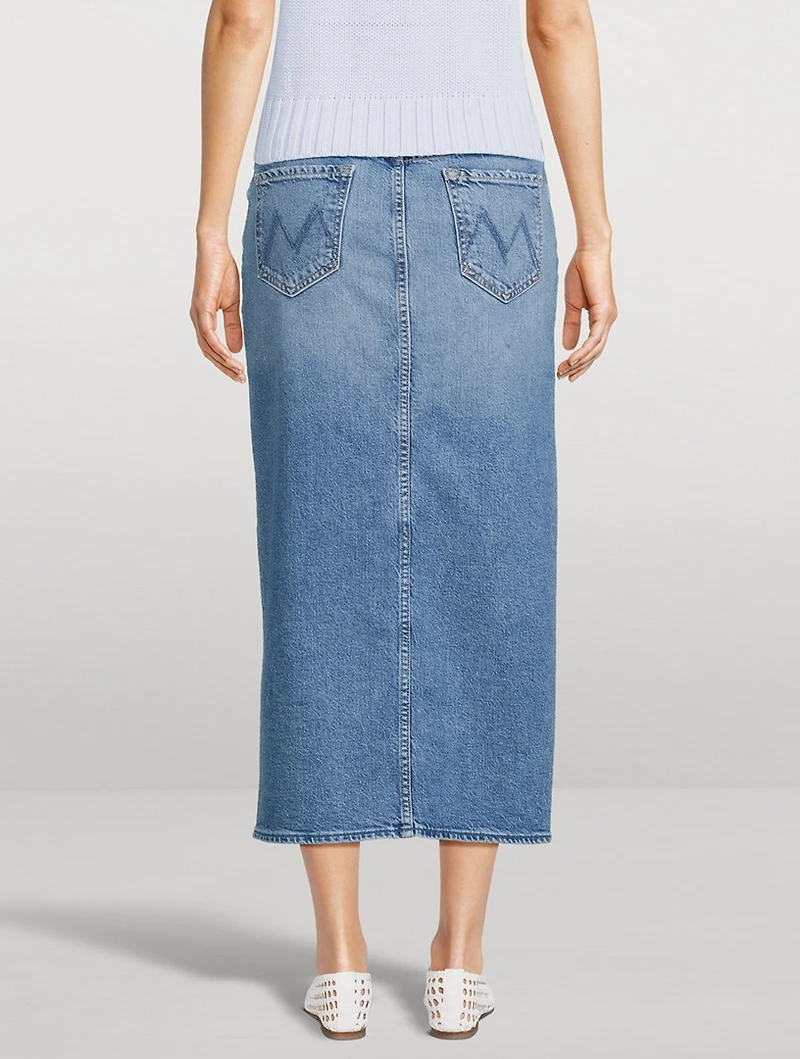 The Split Second Denim Midi Skirt