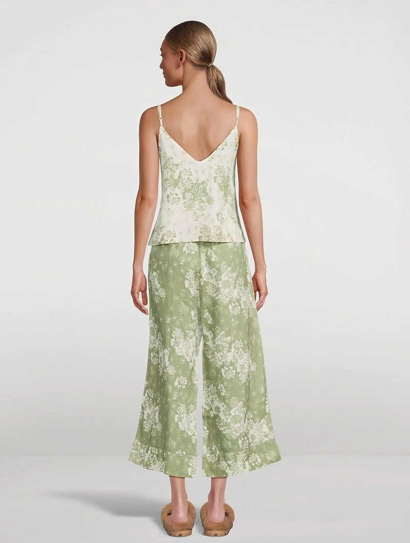 Linen Cami And Wide Leg Set Flowers of Time Print