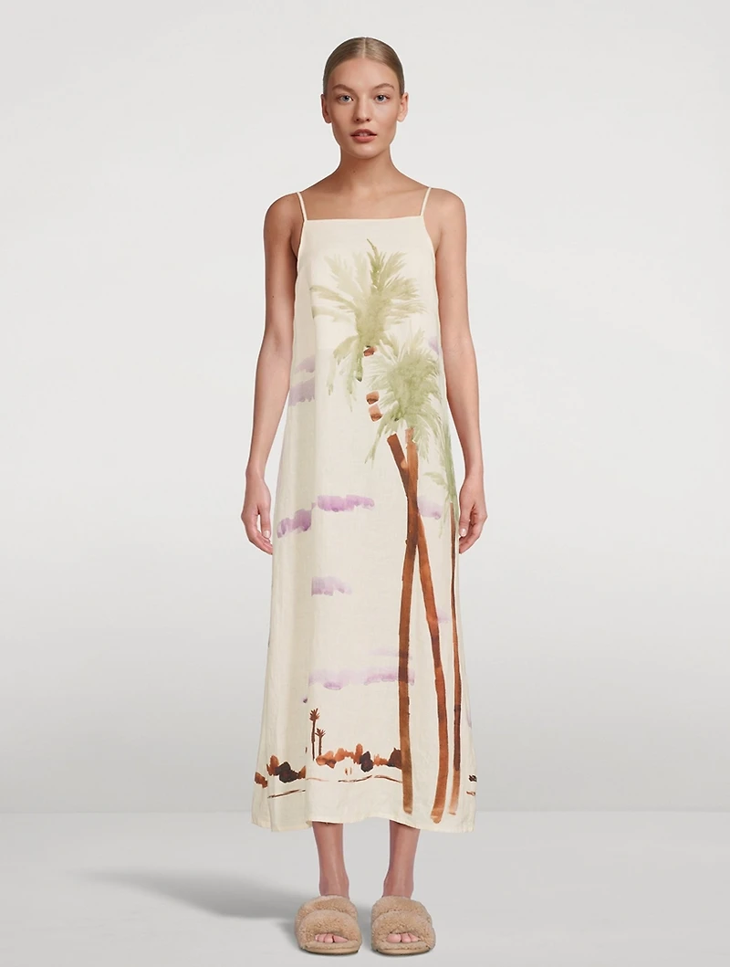 Linen Midi Dress Mirage Print