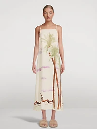 Linen Midi Dress Mirage Print