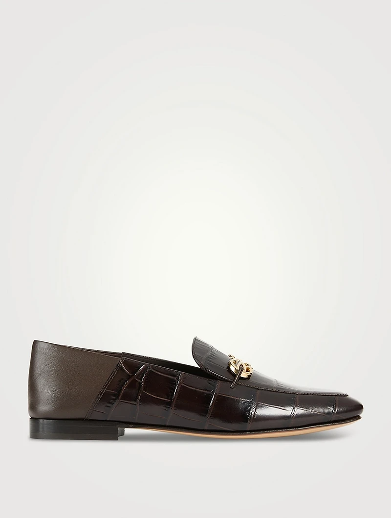 Louis Croc-Embossed Leather Loafers