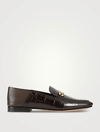 Louis Croc-Embossed Leather Loafers