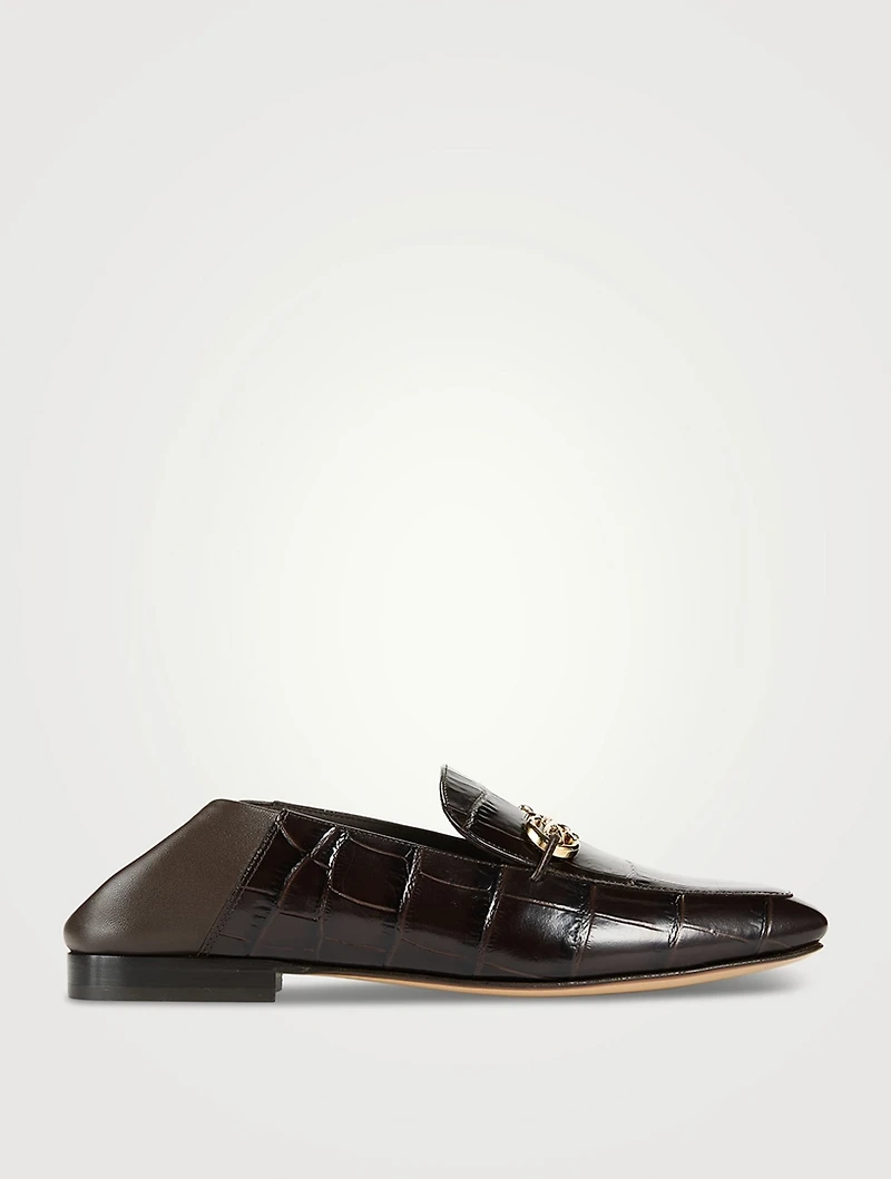 Louis Croc-Embossed Leather Loafers