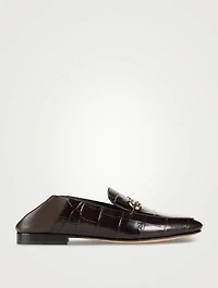 Louis Croc-Embossed Leather Loafers