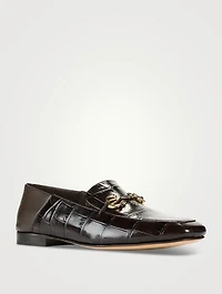 Louis Croc-Embossed Leather Loafers