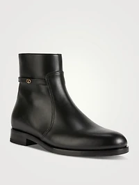 VLogo Leather Ankle Boots