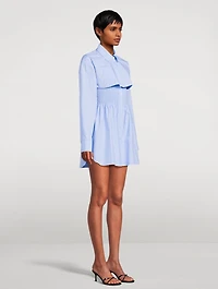Smocked Poplin Mini Dress With Overshirt