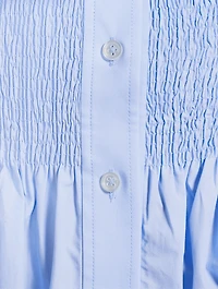 Smocked Poplin Mini Dress With Overshirt