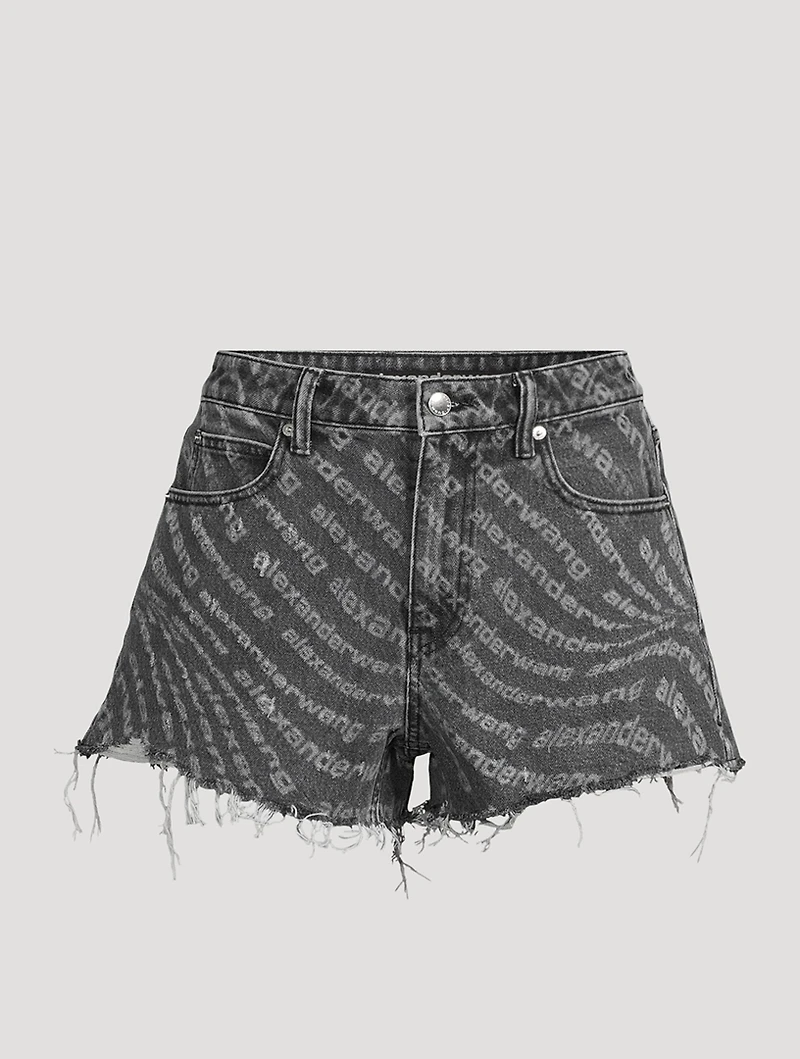 Bite Denim Shorts Logo Print
