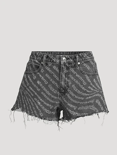 Bite Denim Shorts Logo Print
