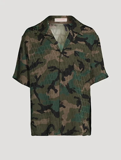 Toile Iconographe Camouflage Silk Bowling Shirt