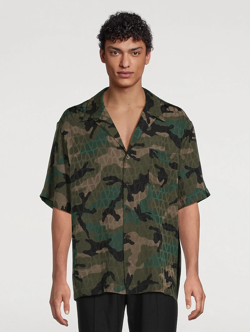 Toile Iconographe Camouflage Silk Bowling Shirt