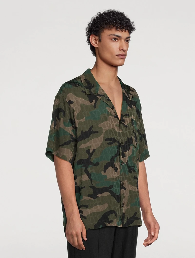 Toile Iconographe Camouflage Silk Bowling Shirt