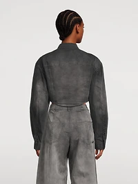 Peached Cotton Curved Crop Shirt