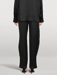 Silk Logo Pants With Cut-Out