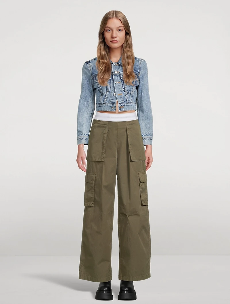 Cotton Twill Mid-Rise Cargo Pants