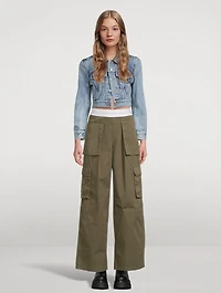 Cotton Twill Mid-Rise Cargo Pants