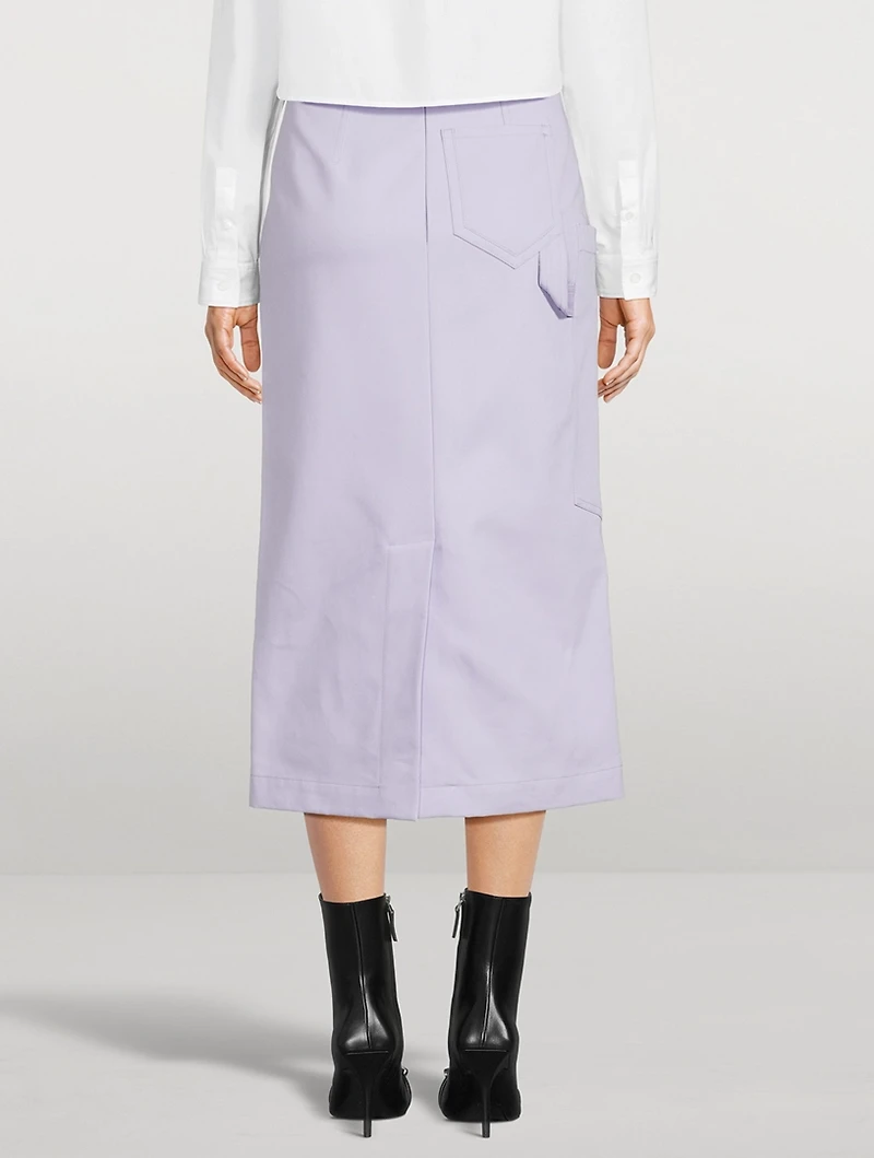 Cotton Gabardine Midi Skirt