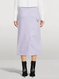 Cotton Gabardine Midi Skirt