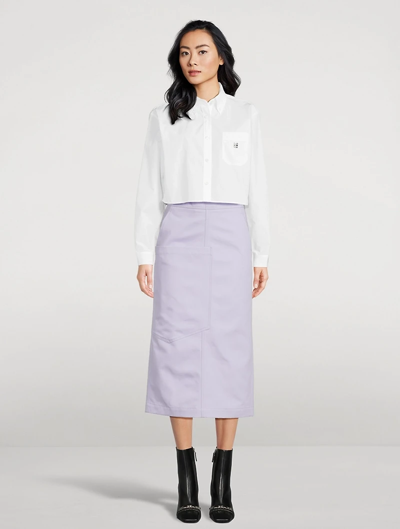 Cotton Gabardine Midi Skirt