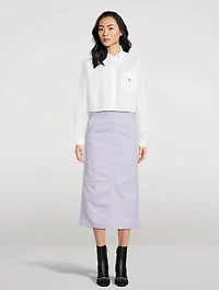 Cotton Gabardine Midi Skirt