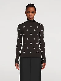 Embroidered Jersey Turtleneck
