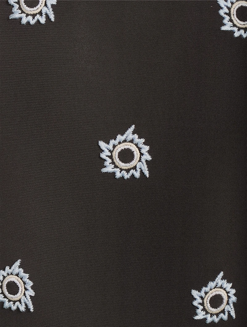 Embroidered Jersey Turtleneck