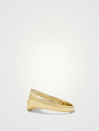 Baby Chevaliere 9K Gold Heart Ring With Mother-Of-Pearl And Diamond