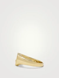 Baby Chevaliere 9K Gold Heart Ring With Onyx And Diamond