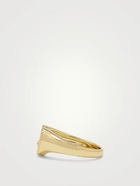 Baby Chevaliere 9K Gold Heart Ring With Turquoise And Diamond