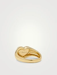 Baby Chevaliere 9K Gold Heart Ring With Turquoise And Diamond