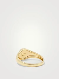 Baby Chevaliere 9K Gold Oval Ring With Lapis Lazuli And Diamond