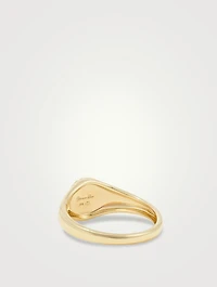Baby Chevaliere 9K Gold Oval Ring With Malachite And Diamond