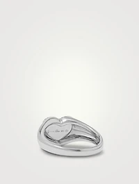 Baby Chevaliere 9K White Gold Heart Ring With Diamonds