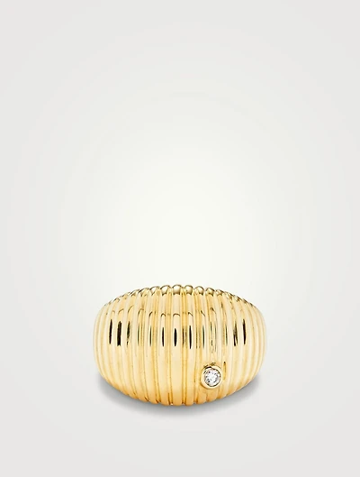 Chevaliere 9K Gold Berlingot Ring With Diamond