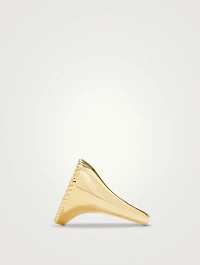 Chevaliere 9K Gold Oval Ring With Lapis Lazuli And Diamond