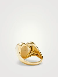 Chevaliere 9K Gold Oval Ring With Lapis Lazuli And Diamond