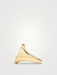 Chevaliere 9K Gold Oval Ring With Onyx And Diamond
