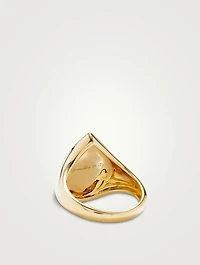Chevaliere 9K Gold Pear Ring With Lapis Lazuli And Diamond