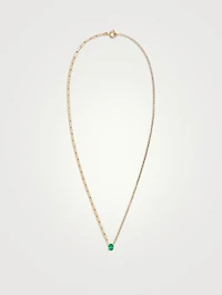 18K Gold Emerald Solitaire Necklace