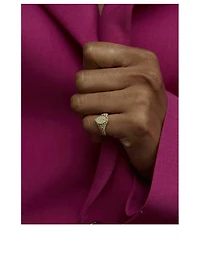 Mini Chevaliere 9K Gold Marquis Ring With Diamonds
