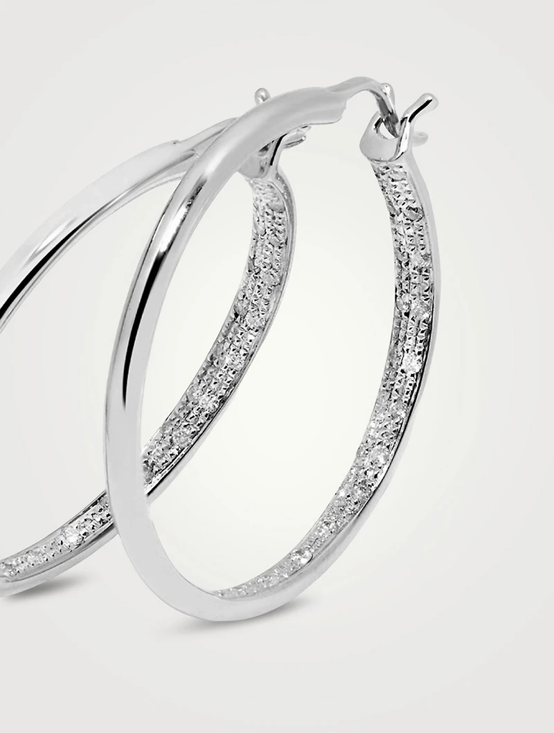 9K Gold Hoop Earrings With Diamonds