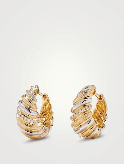 Gaufrette 9K Gold Hoop Earrings