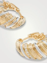 Gaufrette 9K Gold Hoop Earrings